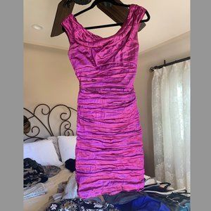 Nicole Miller Deep Pink Textured Dress